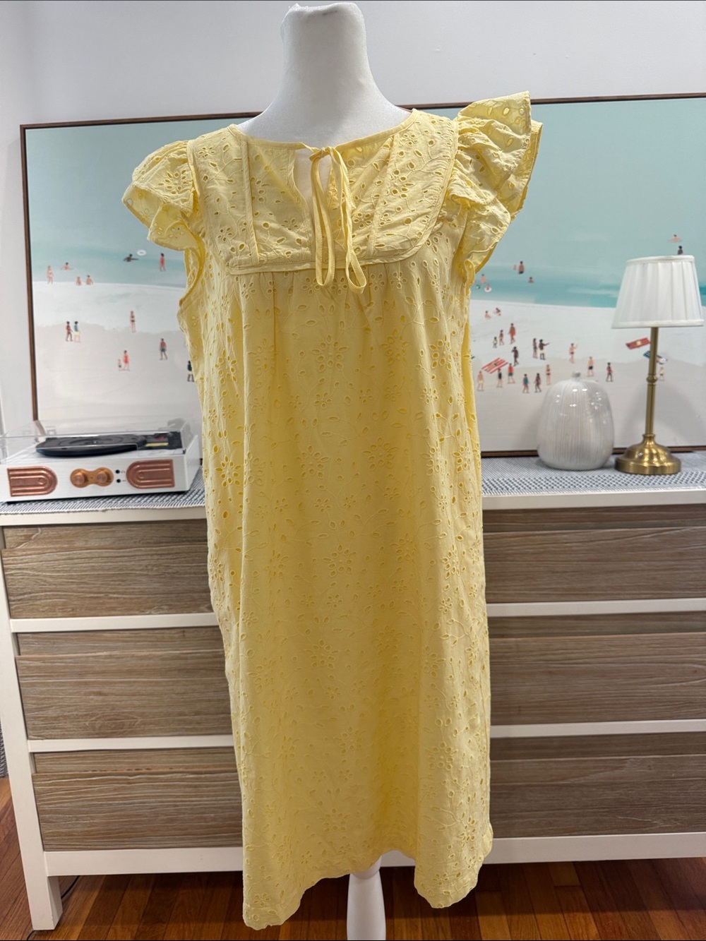 J.Crew Yellow Eyelet Ruffle Cotton Dress – Size 8 💛